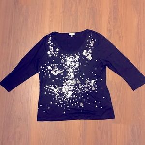 Féraud VINTAGE plus-size black sequin top from Paris